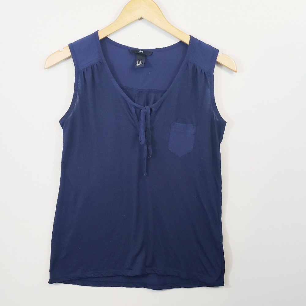 H&M Blue Front Tie  Tank Top